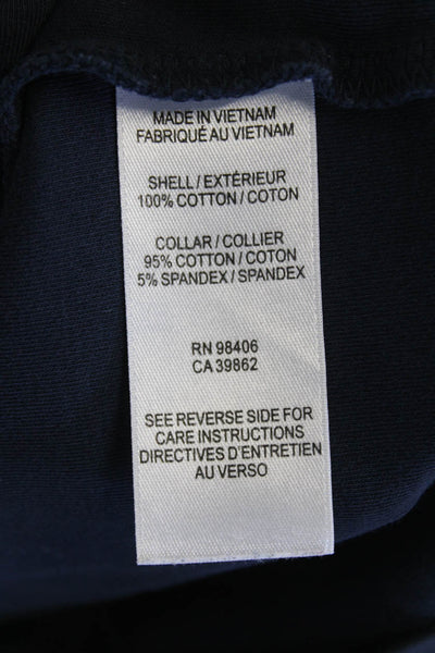 Theory Womens Cotton Collared Short Sleeve Button Up Polo Shirt Navy Blue Size L