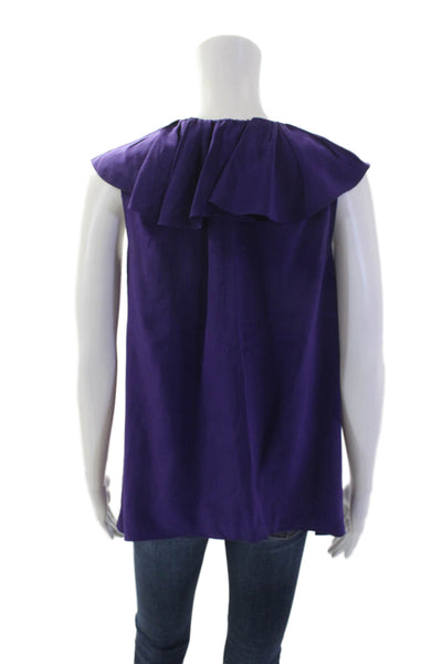 BCBG Max Azria Womens Ruffled V Neck Tank Top Purple Size Extra Extra Small