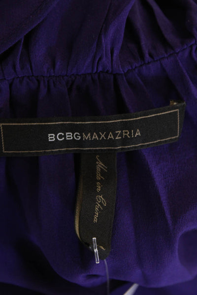 BCBG Max Azria Womens Ruffled V Neck Tank Top Purple Size Extra Extra Small