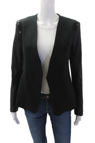 Theory Womens Leather Open Front Yaisa Classical Jacket Black Size Petite