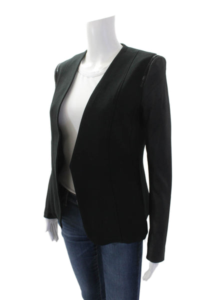 Theory Womens Leather Open Front Yaisa Classical Jacket Black Size Petite