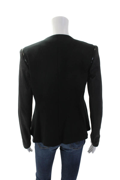 Theory Womens Leather Open Front Yaisa Classical Jacket Black Size Petite