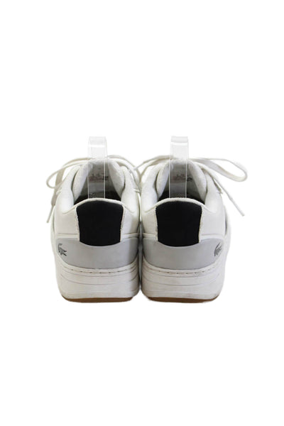 Lacoste Mens Leather Low Top Casual Lace Up Sneakers White Gray Size 7