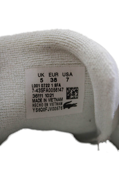 Lacoste Mens Leather Low Top Casual Lace Up Sneakers White Gray Size 7