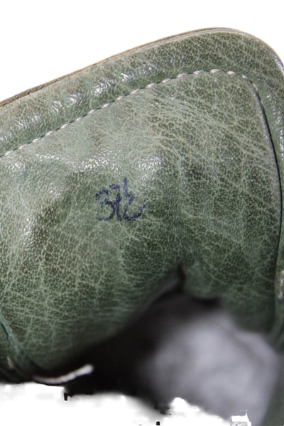 Calzoleria Toscana Mens Leather High Top Lace Up Woven Sneakers Green Size 7.5