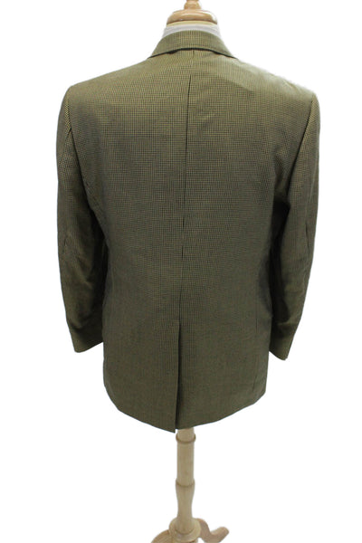 Hart Schaffner Marx Mens Houndstooth Print Single Breasted Blazer Beige Size 40