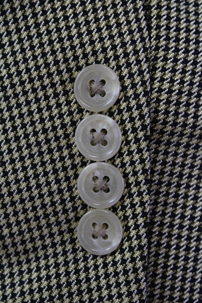 Hart Schaffner Marx Mens Houndstooth Print Single Breasted Blazer Beige Size 40