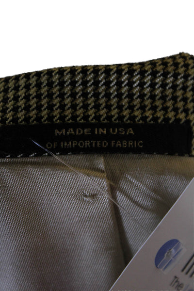 Hart Schaffner Marx Mens Houndstooth Print Single Breasted Blazer Beige Size 40