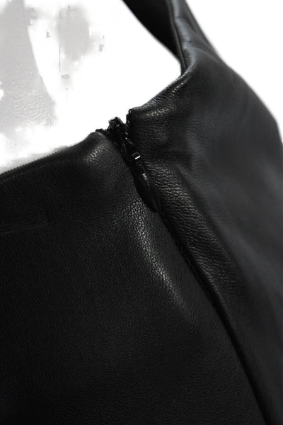 Zara Basic Womens Faux Leather Zippered Ankle Lace Trim Pants Black Size S