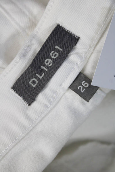 DL1961 Womens Cotton High Rise Distressed Ankle Skinny Jeans White Size 26