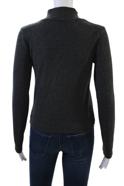 Zara Womens Knit High Neck Long Sleeve Faux Pearl Detail Sweater Gray Size M