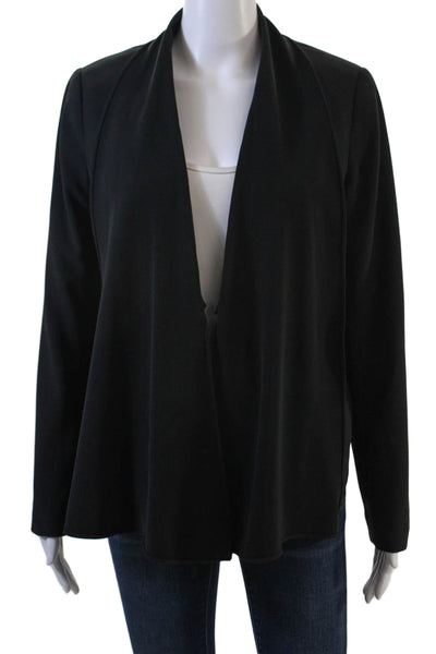 Trouve Womens Zippered Trim Detail Pointed Hem Jacket Solid Black Size S