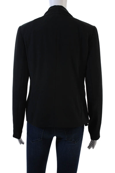 Trouve Womens Zippered Trim Detail Pointed Hem Jacket Solid Black Size S