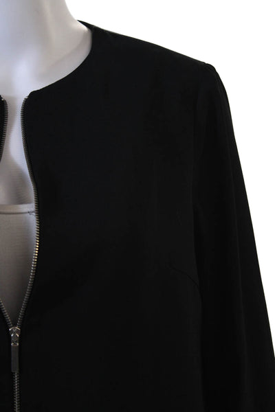 Zara Basic Womens Cropped Collarless Flounce Sleeve Zippered Jacket Black Size S