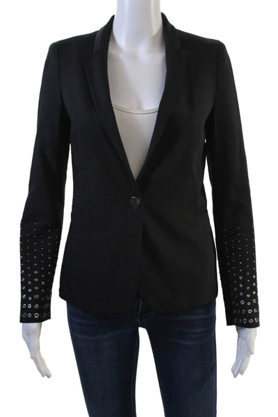 Zara Basic Womens Grommet Single Button Blazer Jacket Black Size Small
