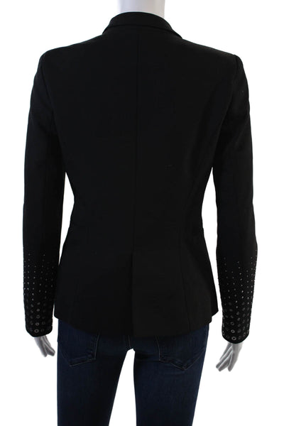 Zara Basic Womens Grommet Single Button Blazer Jacket Black Size Small