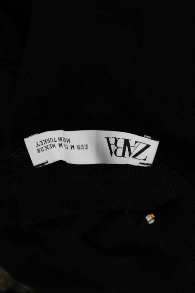 Zara Womens Jeweled Long Sleeves Crew Neck dSweater Black Size Medium