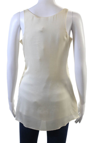 MM Couture Womens Beaded Sleeveless Tank Top Ivory White Size Extra Small