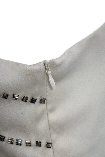 MM Couture Womens Beaded Sleeveless Tank Top Ivory White Size Extra Small