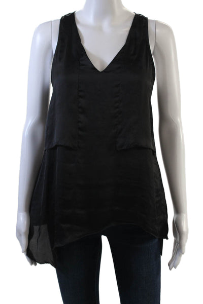 Rag & Bone Womens V Neck Asymmetrical Tank Top Black Size Extra Small