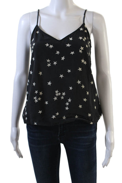 Equipment Femme Womens Silk Stars Print Tank Top Black White Size Extra Small
