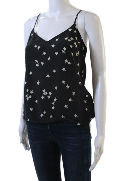 Equipment Femme Womens Silk Stars Print Tank Top Black White Size Extra Small