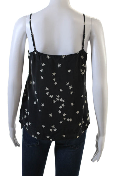 Equipment Femme Womens Silk Stars Print Tank Top Black White Size Extra Small