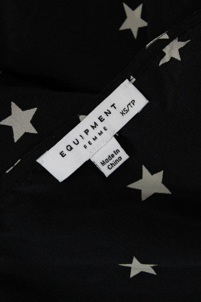 Equipment Femme Womens Silk Stars Print Tank Top Black White Size Extra Small