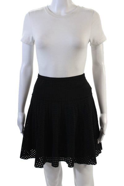 J Crew Womens Laser Cut Diamond Knit A Line Mini Skirt Black Size 0
