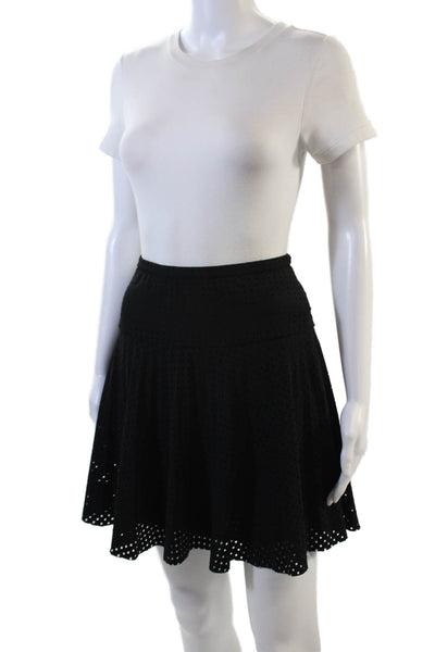 J Crew Womens Laser Cut Diamond Knit A Line Mini Skirt Black Size 0