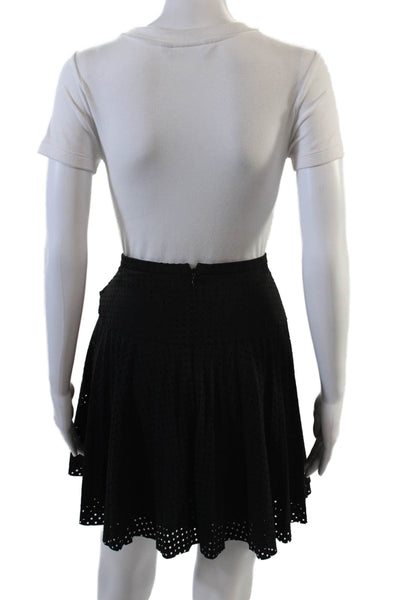 J Crew Womens Laser Cut Diamond Knit A Line Mini Skirt Black Size 0
