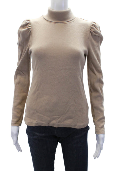 Elie Tahari Womens Cotton Turtleneck Long Sleeve Knit Top Nude Size M