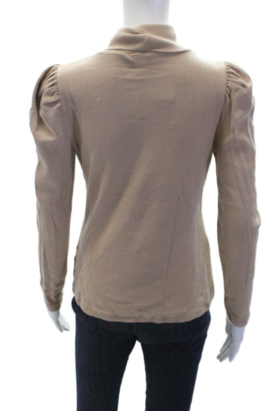 Elie Tahari Womens Cotton Turtleneck Long Sleeve Knit Top Nude Size M