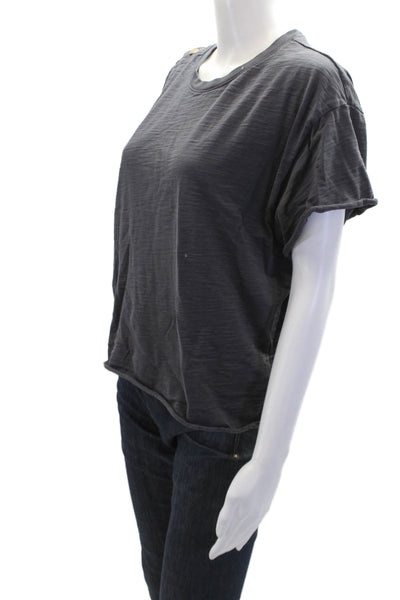 Nation LTD Womens Cotton Short Sleeve Round Neck Casual Top Gray Size M