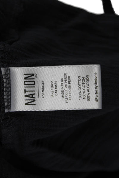 Nation LTD Womens Cotton Short Sleeve Round Neck Casual Top Gray Size M