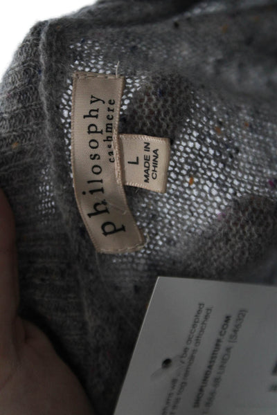 philosophy Womens Cotton Long Sleeve Round Neck Knit Sweater Gray Size L