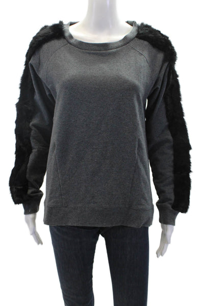 Elizabeth & James Womens Long Sleeve Round Neck Pullover Sweater Gray Size S