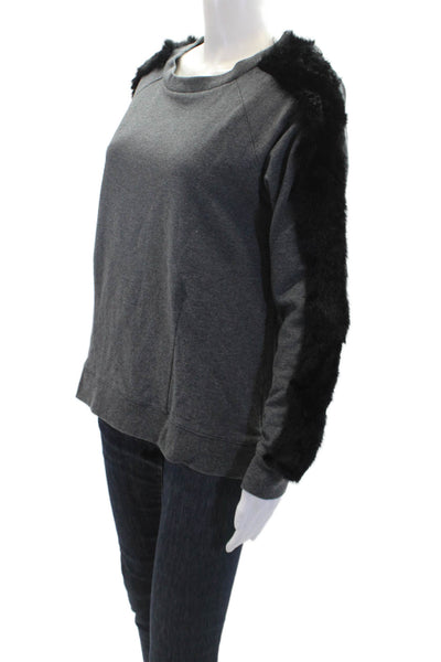 Elizabeth & James Womens Long Sleeve Round Neck Pullover Sweater Gray Size S