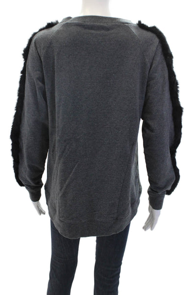 Elizabeth & James Womens Long Sleeve Round Neck Pullover Sweater Gray Size S
