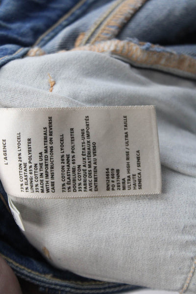 L'Agence Womens Cotton High-Rise Medium Wash Straight Jeans Blue Size 32