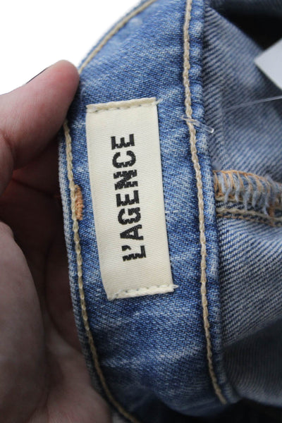 L'Agence Womens Cotton High-Rise Medium Wash Straight Jeans Blue Size 32