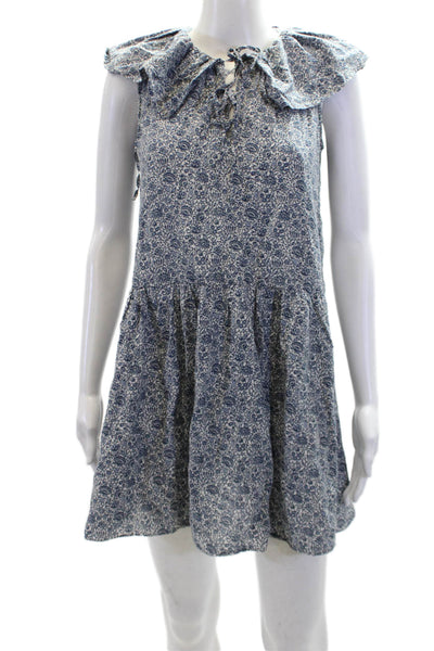 Rebecca Taylor Women's V-Neck Ruffle Sleeveless Floral Mini Dress Size XS