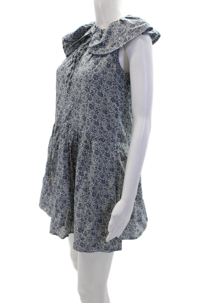 Rebecca Taylor Women's V-Neck Ruffle Sleeveless Floral Mini Dress Size XS