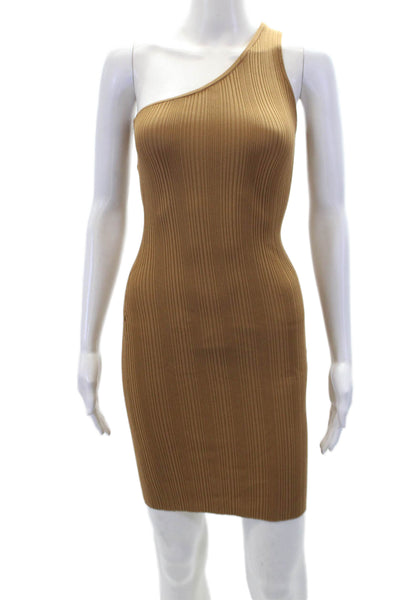 Good American Women's Asymmetrical Sleeveless Bodycon Mini Dress Brown Size XS