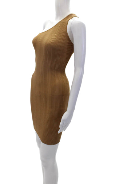 Good American Women's Asymmetrical Sleeveless Bodycon Mini Dress Brown Size XS