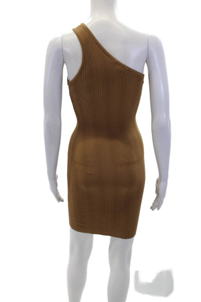 Good American Women's Asymmetrical Sleeveless Bodycon Mini Dress Brown Size XS