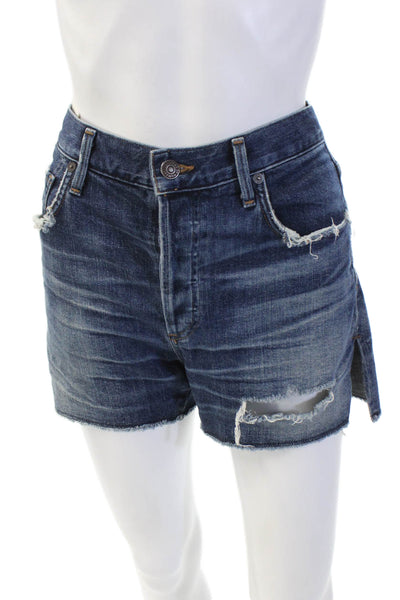 Citizens of Humanity Womens Cotton Zip Button Distress Shorts Blue Size 06