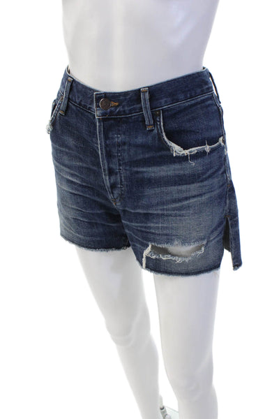 Citizens of Humanity Womens Cotton Zip Button Distress Shorts Blue Size 06
