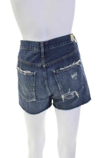 Citizens of Humanity Womens Cotton Zip Button Distress Shorts Blue Size 06