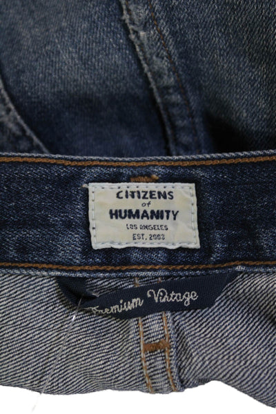 Citizens of Humanity Womens Cotton Zip Button Distress Shorts Blue Size 06
